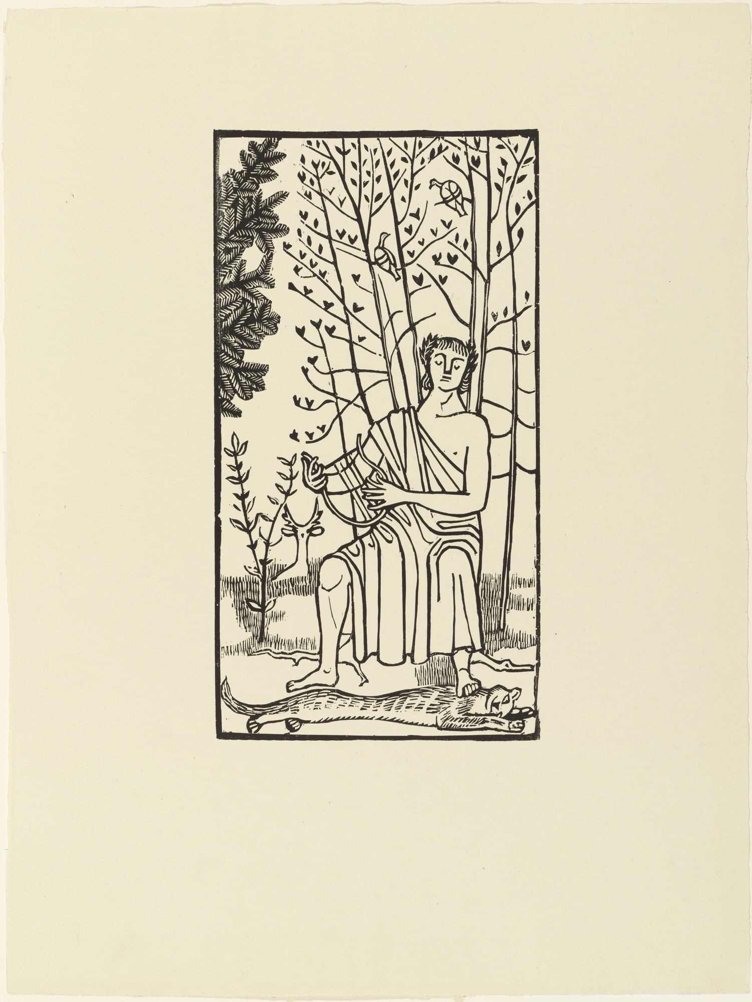 Singing Orpheus (Singender Orpheus) from the portfolio Orpheus: 10 Woodcuts on the Verses of Ovid (10 Holzschnitte zu den Versen des Ovid)