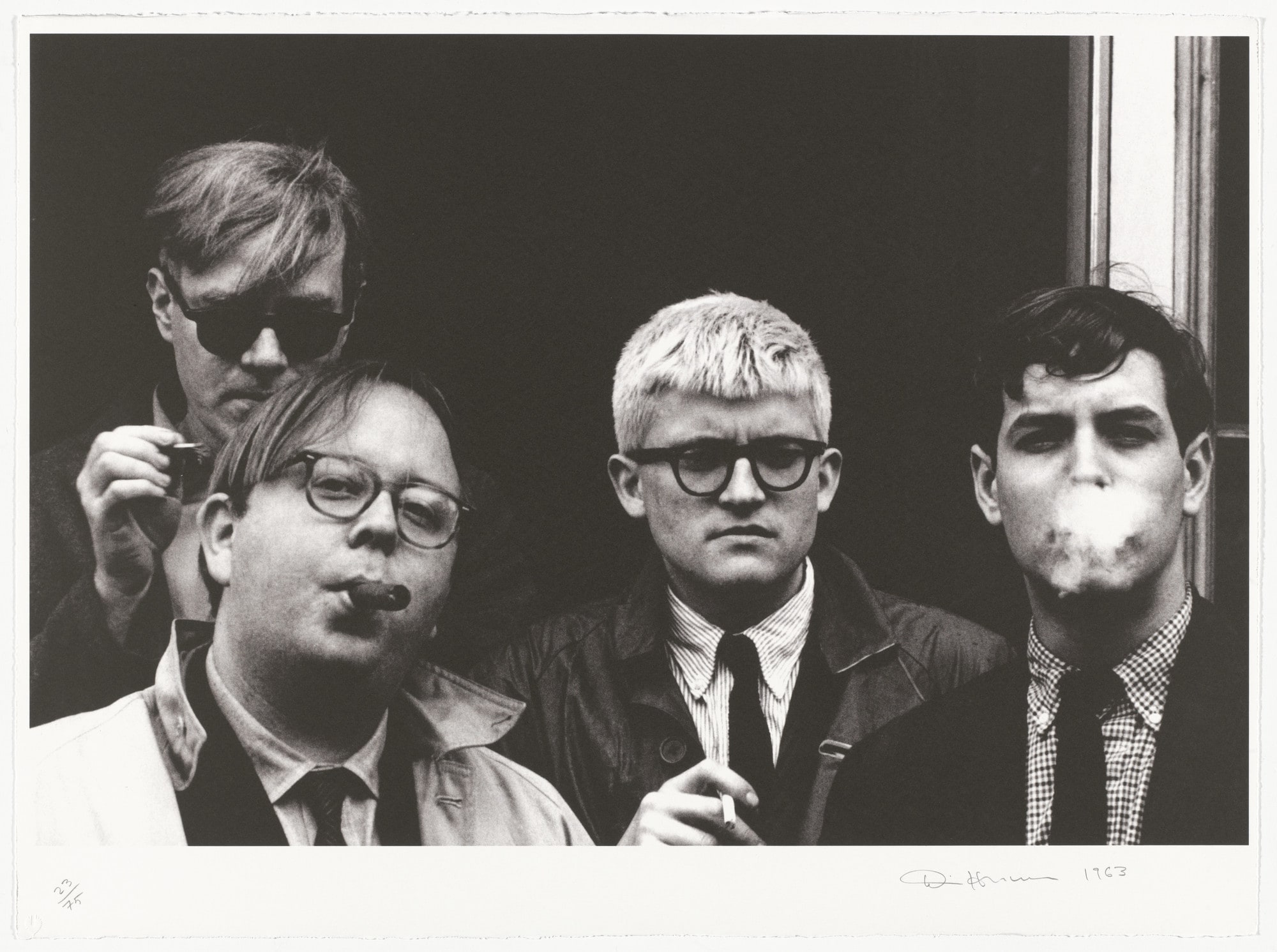 Andy Warhol, David Hockney, Henry Geldzahler and Jeff Goodman from "Out of the 60's" from The Geldzahler Portfolio
