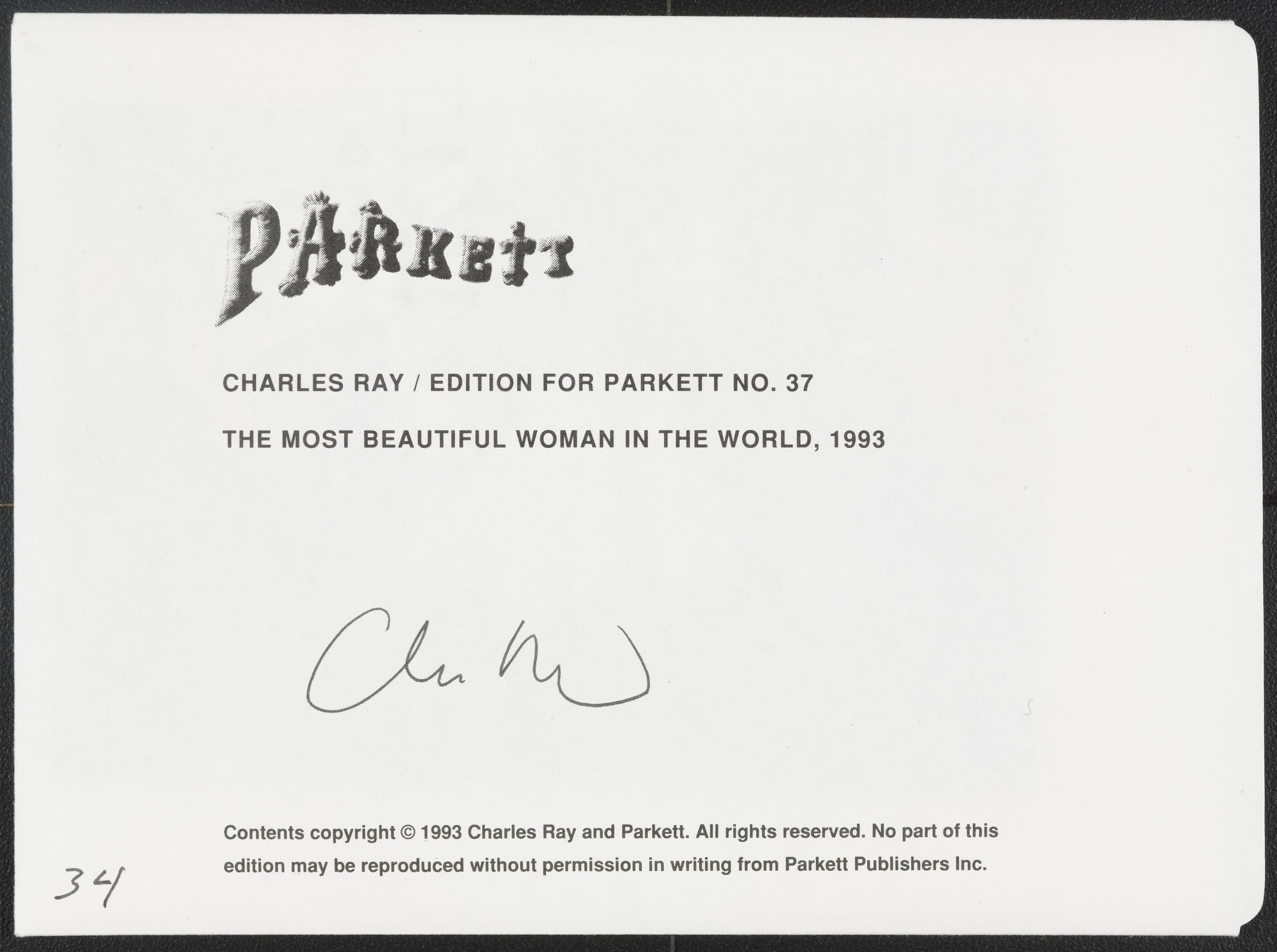 The Most Beautiful Women in the World (for Parkett no. 37)