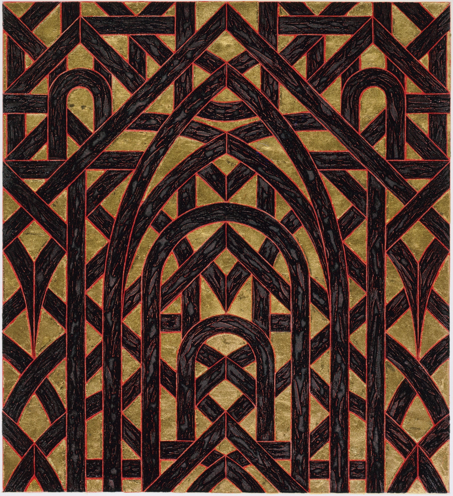Gold Leaf, Red & Black