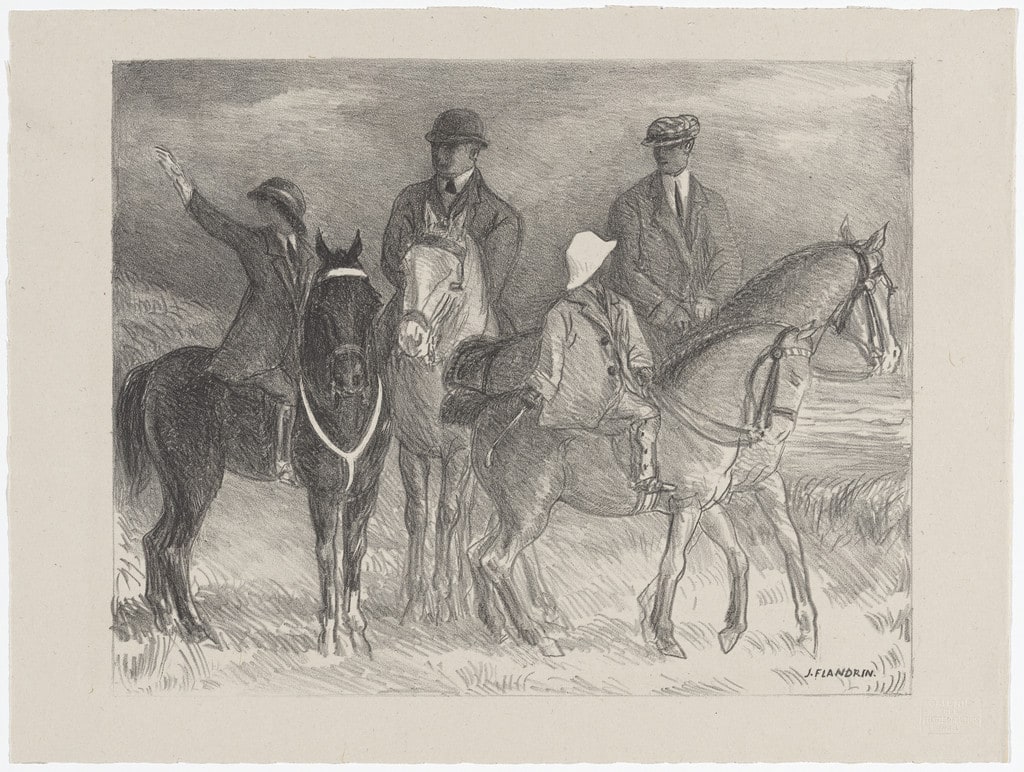 Departing for the Ride (Le Départ pour la promenade) from Essai dur l'histoire de la lithographie en France. Les Peintures lithographes de Manet à Matisse. Album de lithographies originales.