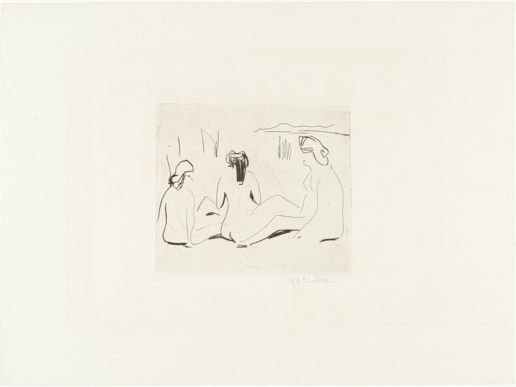Three Bathers at the Moritzburg Lakes (Drei Badende an den Moritzburger Seen) from Brücke 1910