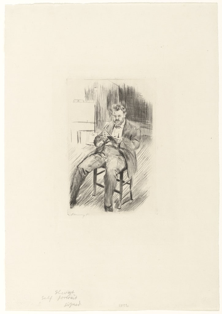 Self-Portrait,Etching in the Studio (Selbstbildnis, im Atelier radierend)