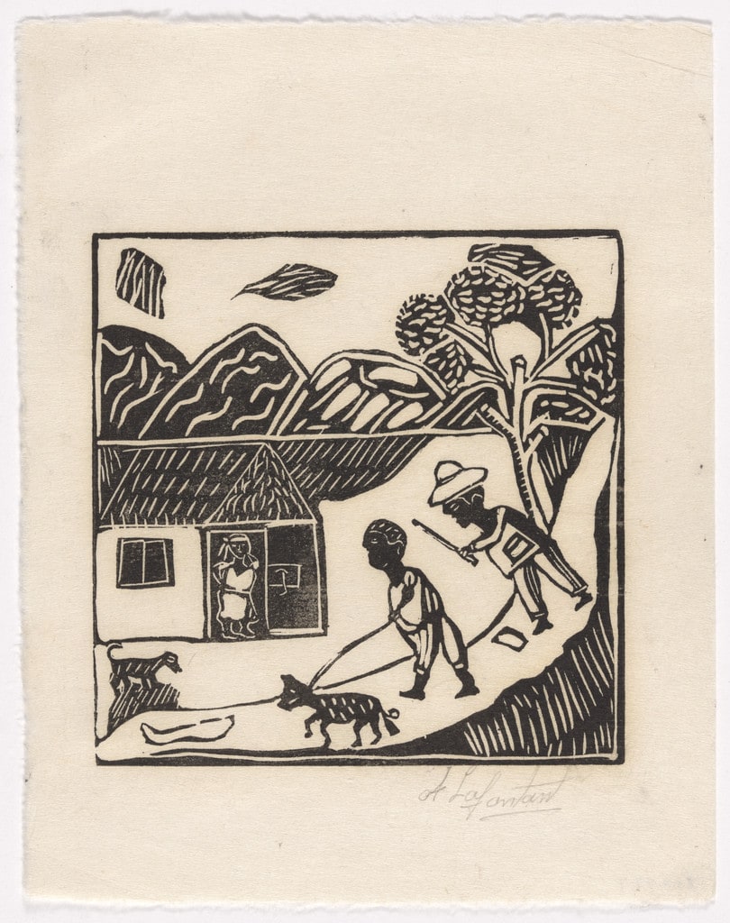 Untitled from 10 Original Woodcuts Signed by the Popular Painters of Haiti (10 Gravures Originales signées par les peintres populaires d'Haiti)