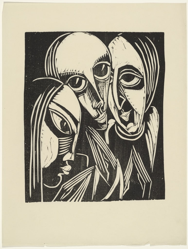 Three Heads (Drei Köpfe)  from the periodical Kündung, vol. 1, no. 1 (January 1921)