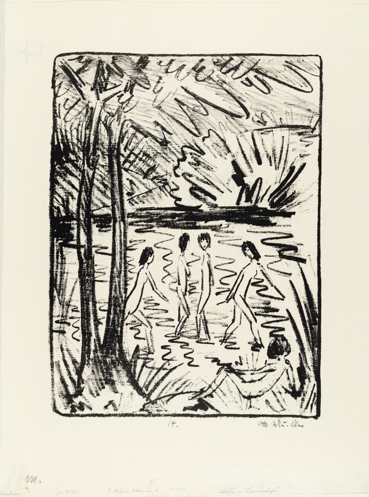 Five Girls by a Pond in the Woods (1) [Fünf Mädchen am Waldteich (2)]
