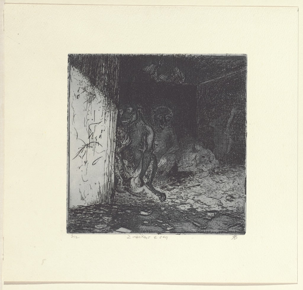 Two Monkeys and Dog