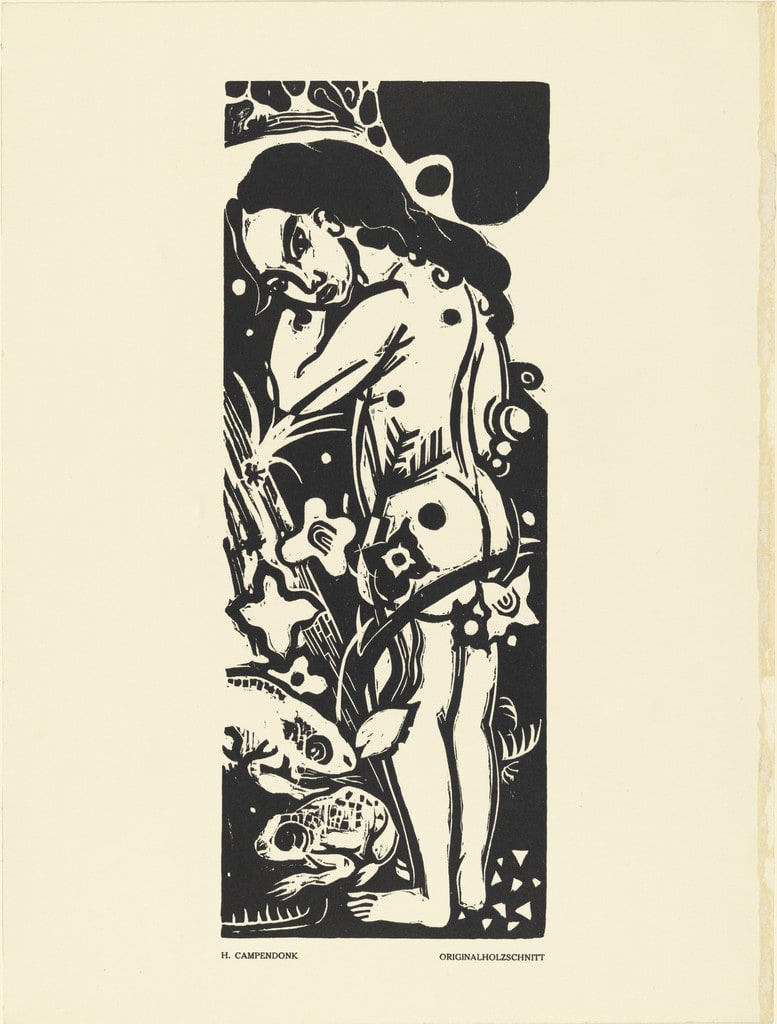Girl with Frogs (Mädchen mit Fröschen) (plate, preceding p. 225) from the periodical Das Kunstblatt, vol. 1, no. 8 (Aug 1917)