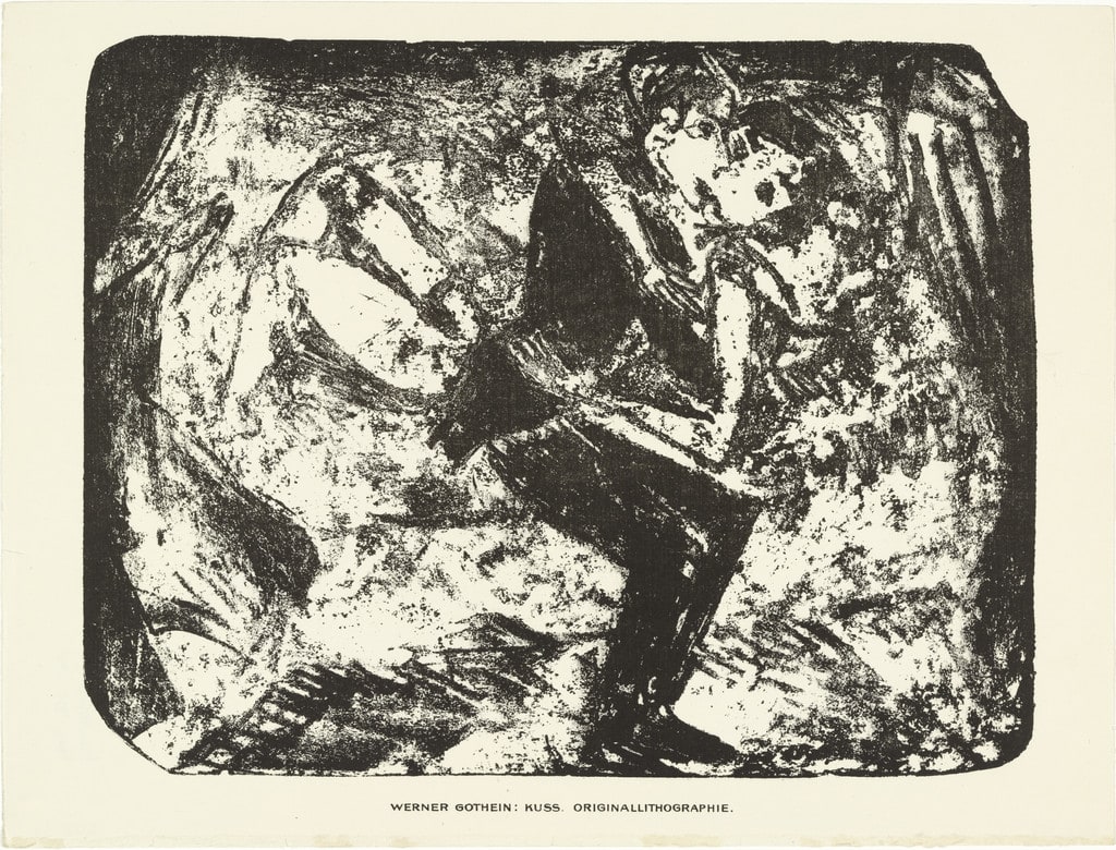 Kiss (Kuss) (plate, preceding p. 129) from the periodical Das Kunstblatt, vol. 2, no. 5 (May 1918)