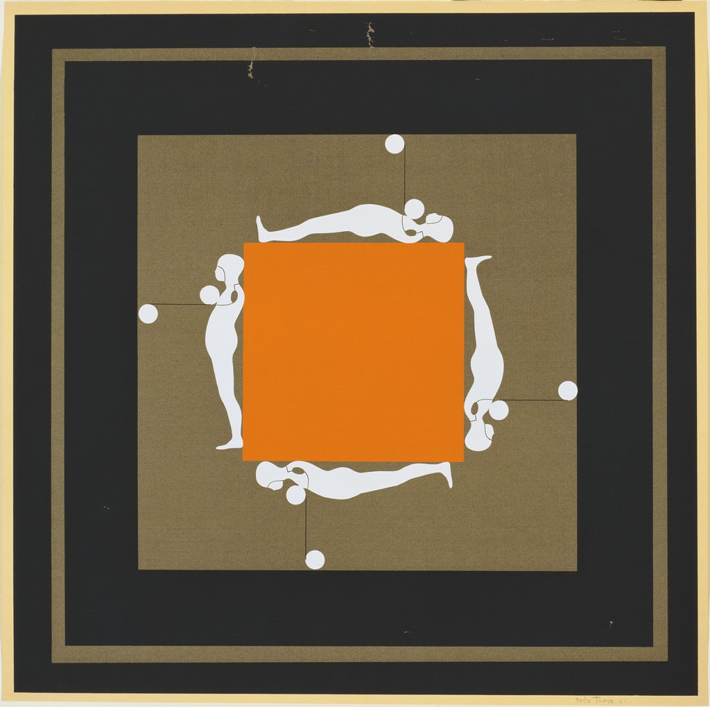 Four Figures on an Orange Square from Falling Man Series