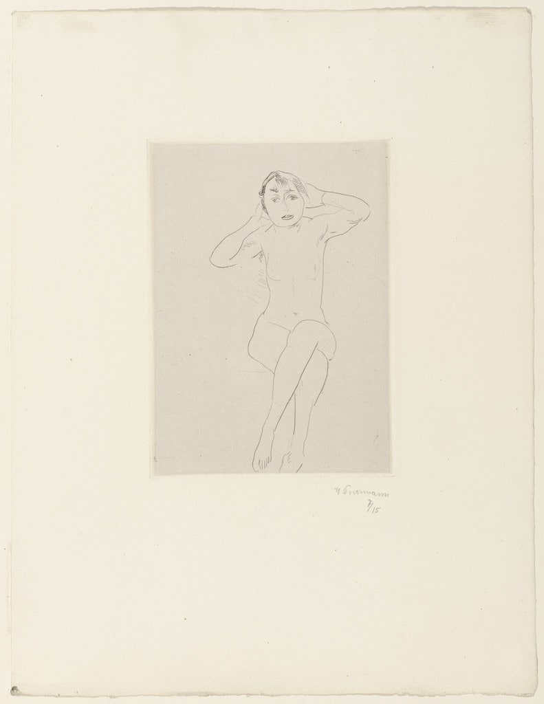 Seated Nude (Sitzender Mädchenakt mit erhobenen Armen)