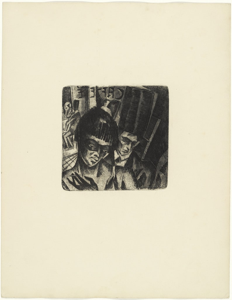 In Front of the Café (Vor dem Café) (plate, loose leaf) from the periodical Das Kunstblatt, vol. 1, no. 6 (Jun 1917)