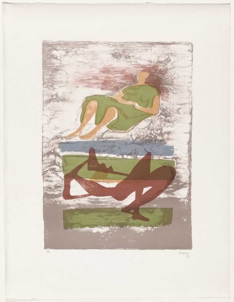 Two Reclining Figures on a Striped Background from Reclining Figures