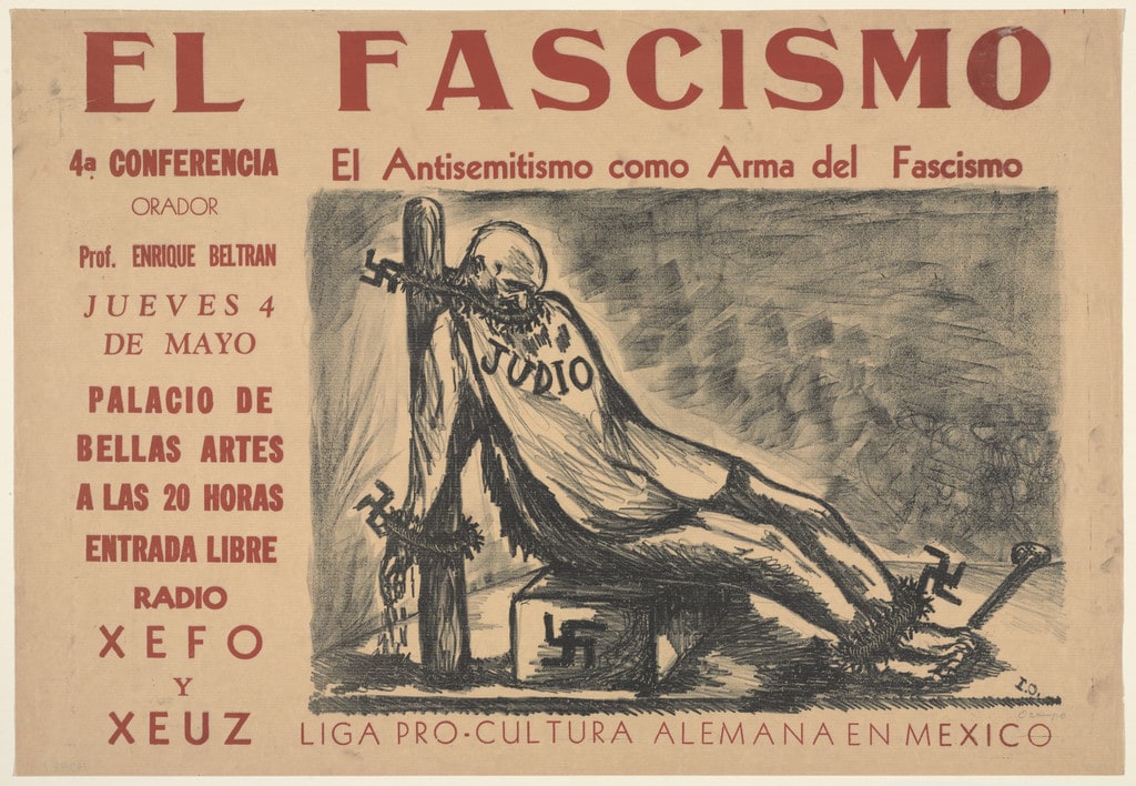 El fascismo. 4a. Conferencia. El antisemitismo como arma de fascismo. Orador: Enrique Beltrán. Jueves 4 de mayo. Palacio de Bella Artes... Liga Pro Cultura Alemana en México