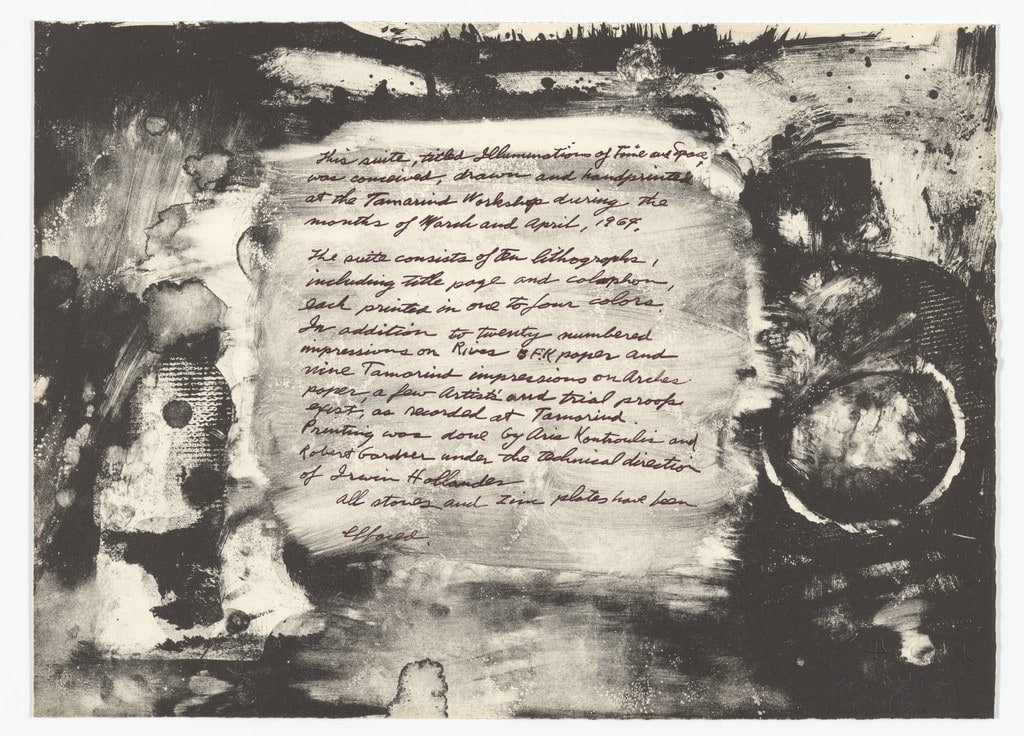 Colophon from the portfolio Illuminations of Time and Space