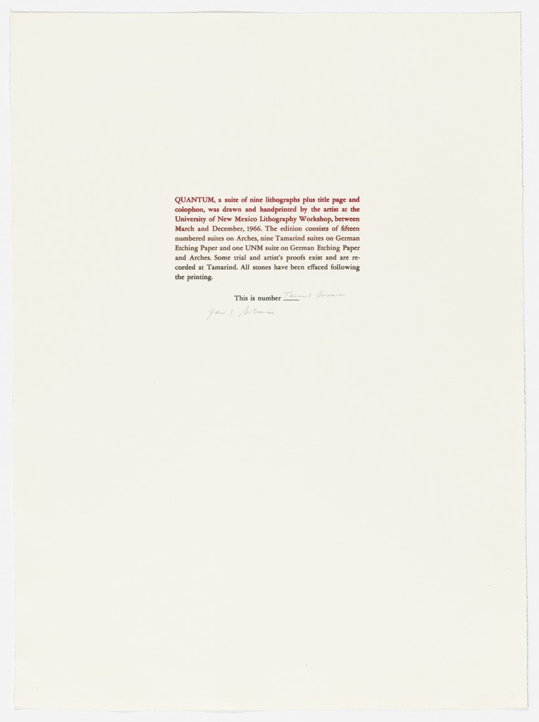 Colophon page from Quantum