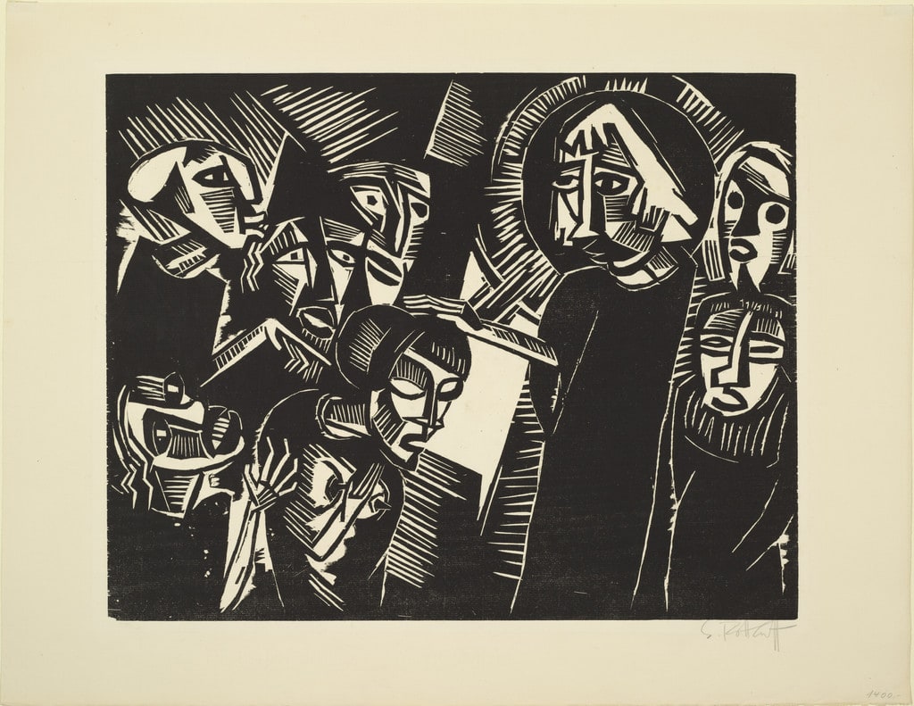 Christ and the Adulteress (Kristus und die Ehebrecherin) from the portfolio 9 Woodcuts by Schmidt-Rottluff (9 Holzschnitte von Schmidt-Rottluff)