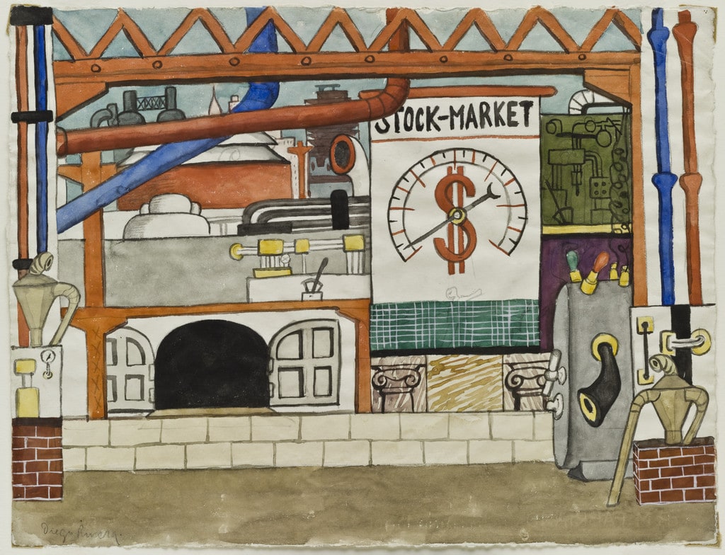 Stock Market. Set design for scene four of the ballet H.P. (Horsepower)