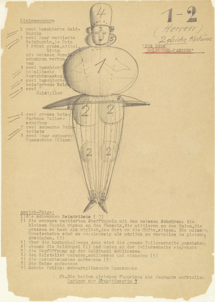Two Gold Ball Dancers (Die zwei Goldkugel-Tänzer) from Notes and sketches for The Triadic Ballet (Das triadische Ballett)