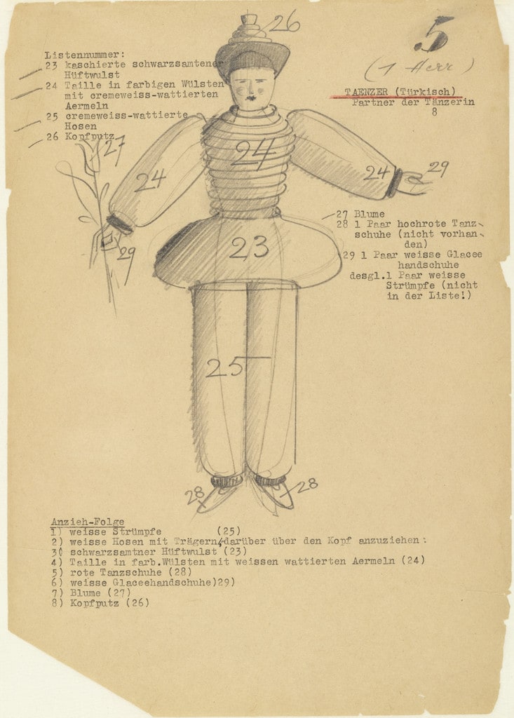 Dancer (Turkish): Partner of Dancer 8 (Tänzer [Türkisch]: Partner der Tänzerin 8) from Notes and sketches for The Triadic Ballet (Das triadische Ballett)