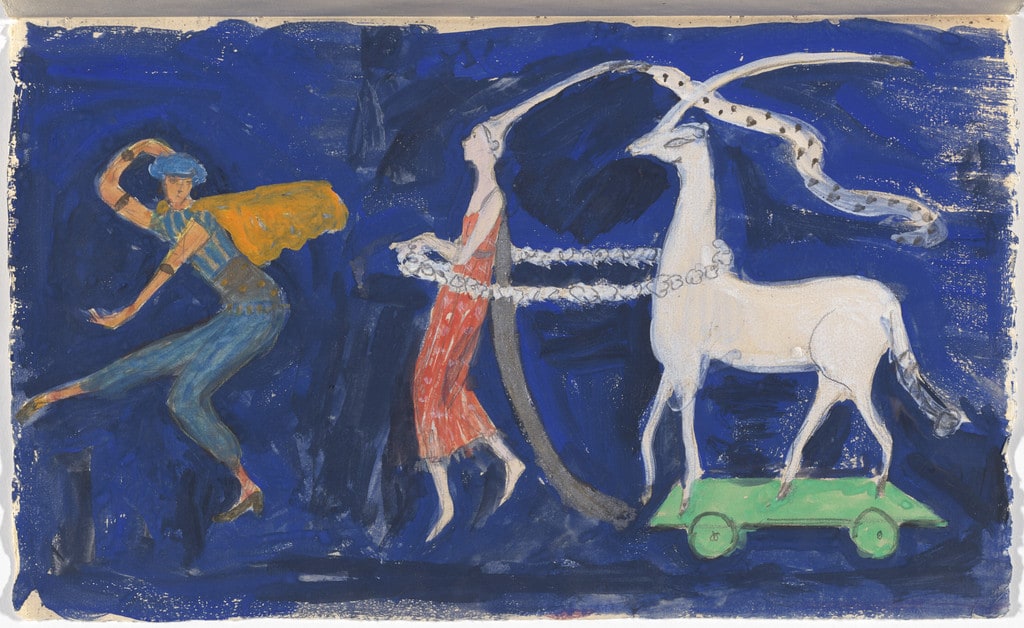 Costume design (Procession: Zizim of Persia, Agnes de Bourganeuf, and the Unicorn) for artist's ballet Orphée of the Quat-z-arts