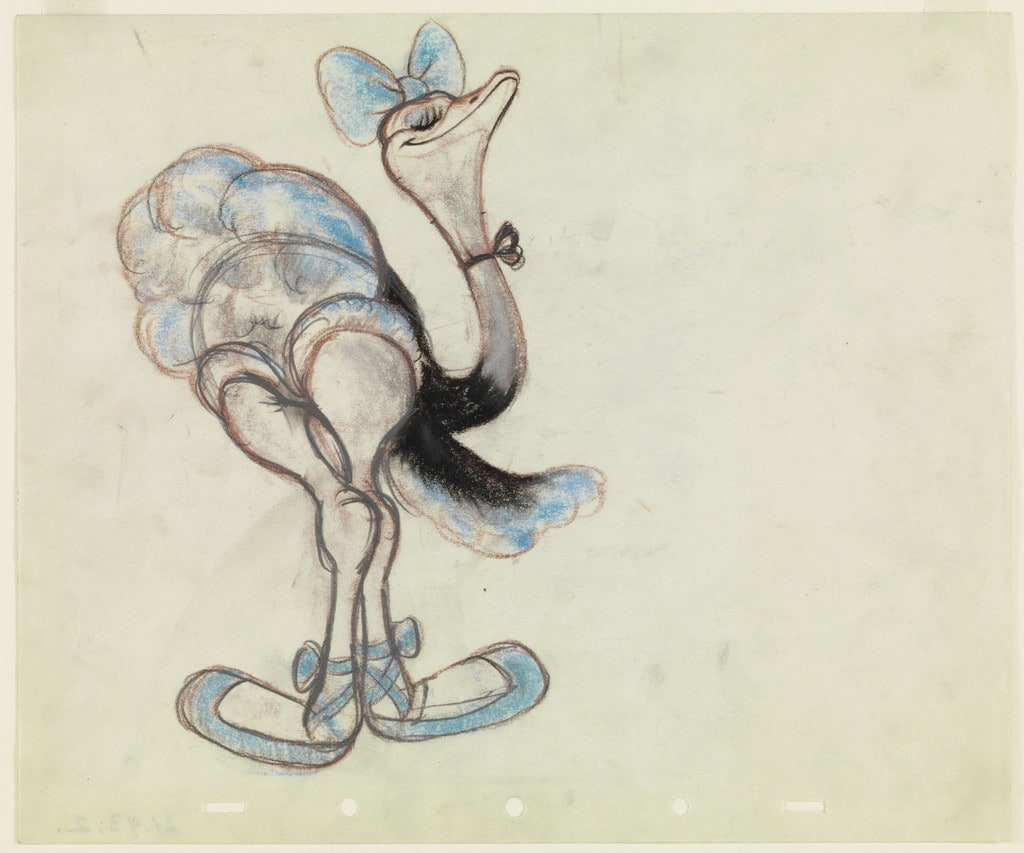 Ostrich, sketch for ballet scenes for the film Fantasia