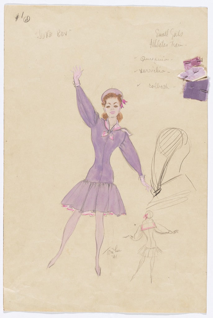 Small Girls Athletes Train. Costume design for the ballet Juke-Box