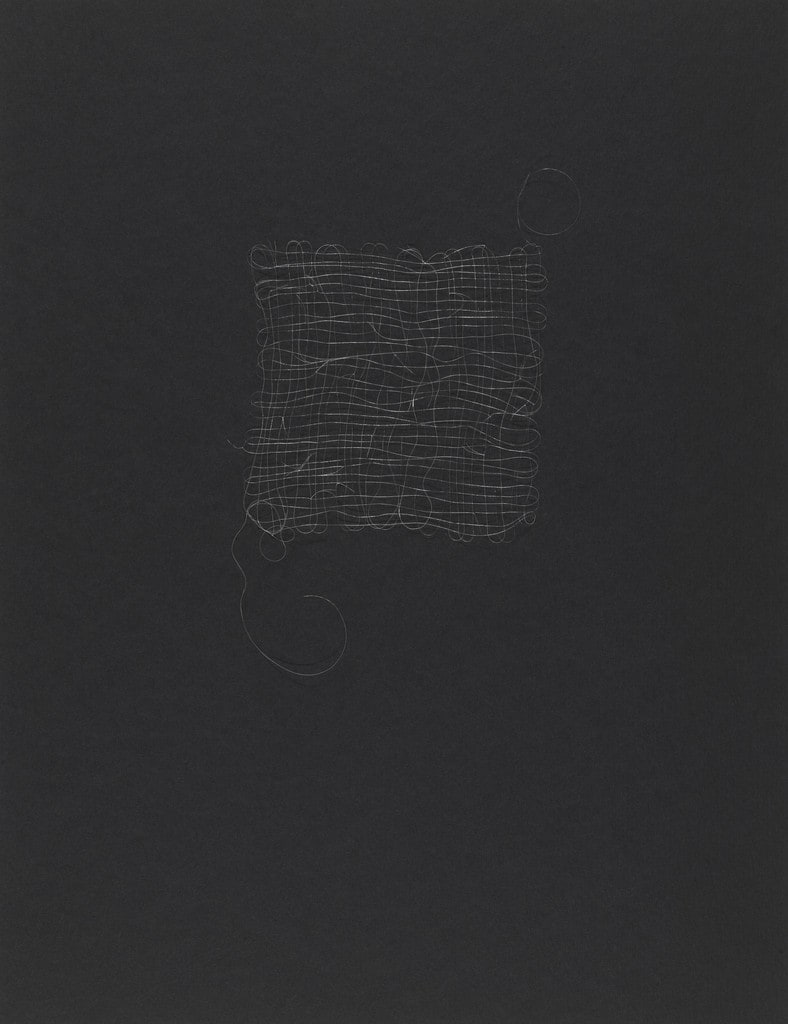 Untitled (grey hair grid with knots 3)