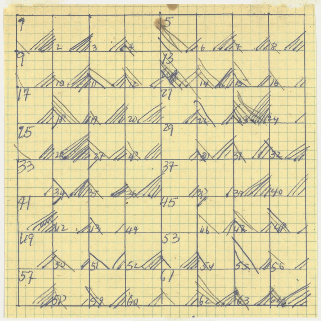 Space Chart Entrance and Exit. Drawing for the dance Suite by Chance