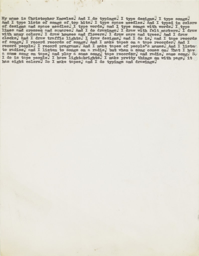 Untitled (My Name Is Christopher Knowles)