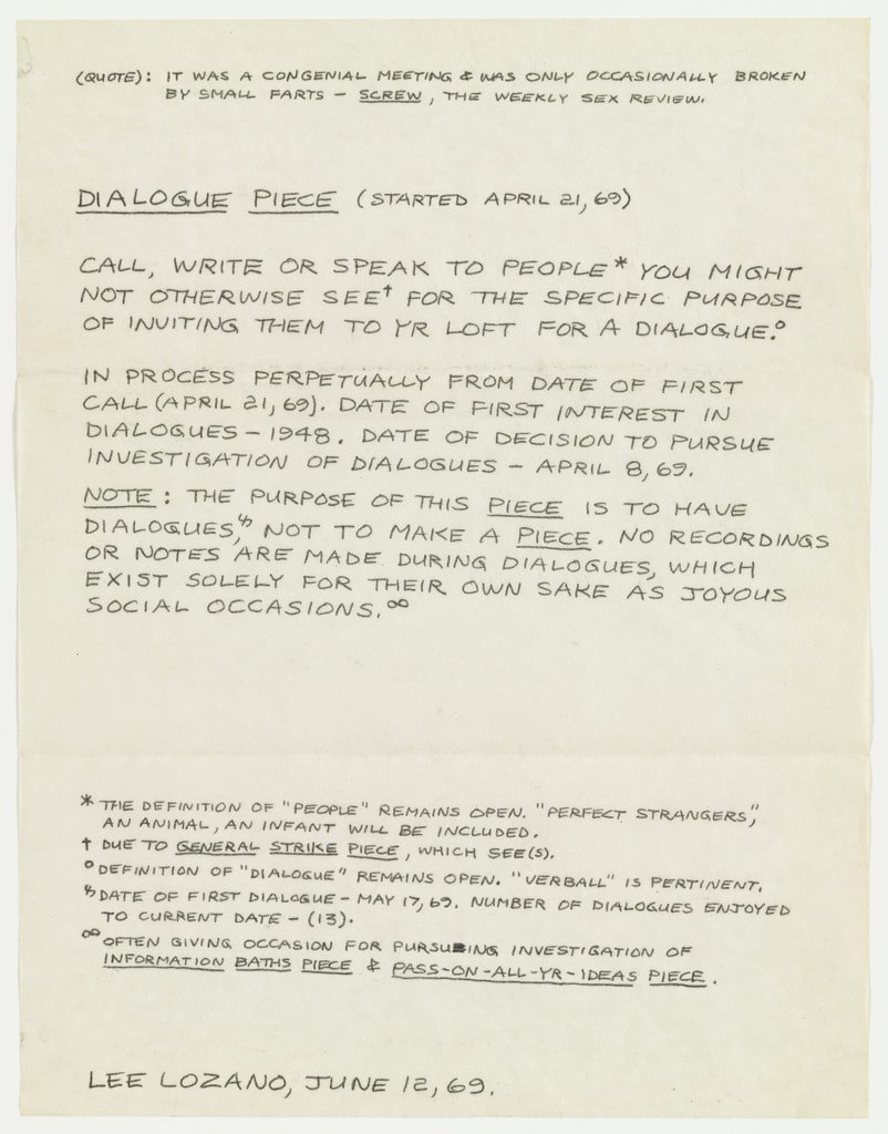 Dialogue Piece (Started April 21, 1969)