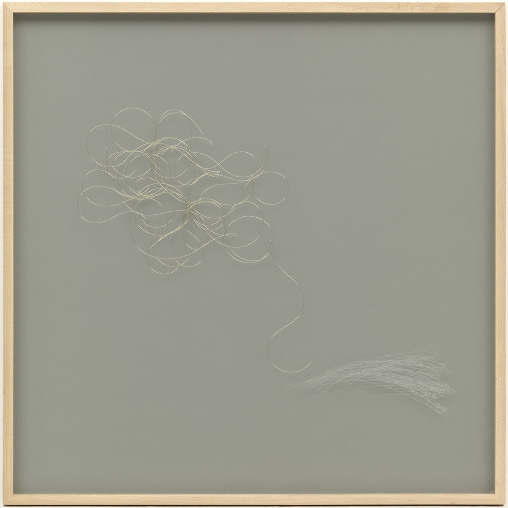 Engagement Ring Drawing (As Long as it Lasted), reclaimed gold engagement ring drawn into wire, scratches on glass made by a diamond