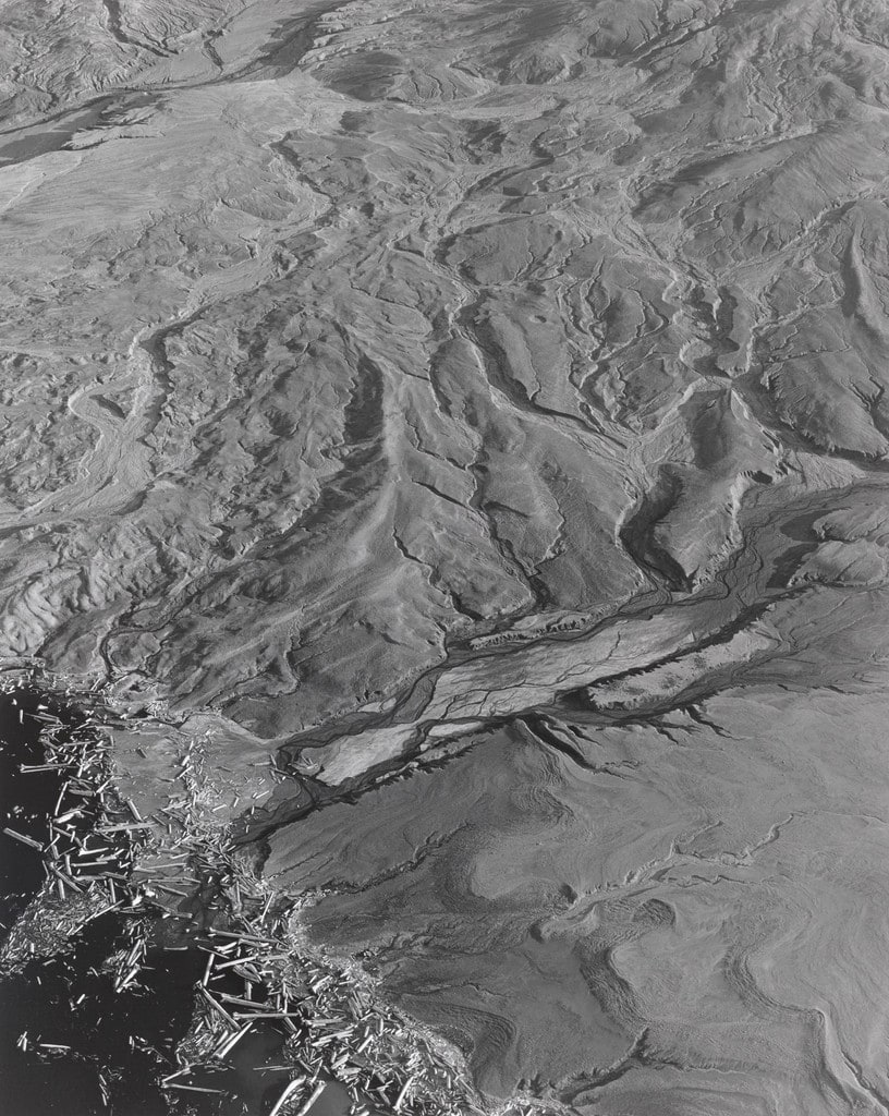 Aerial view: Landslide- Debris Flow and Edge of Spirit Lake-- 4 miles NE of Mt. St. Helens, Washington