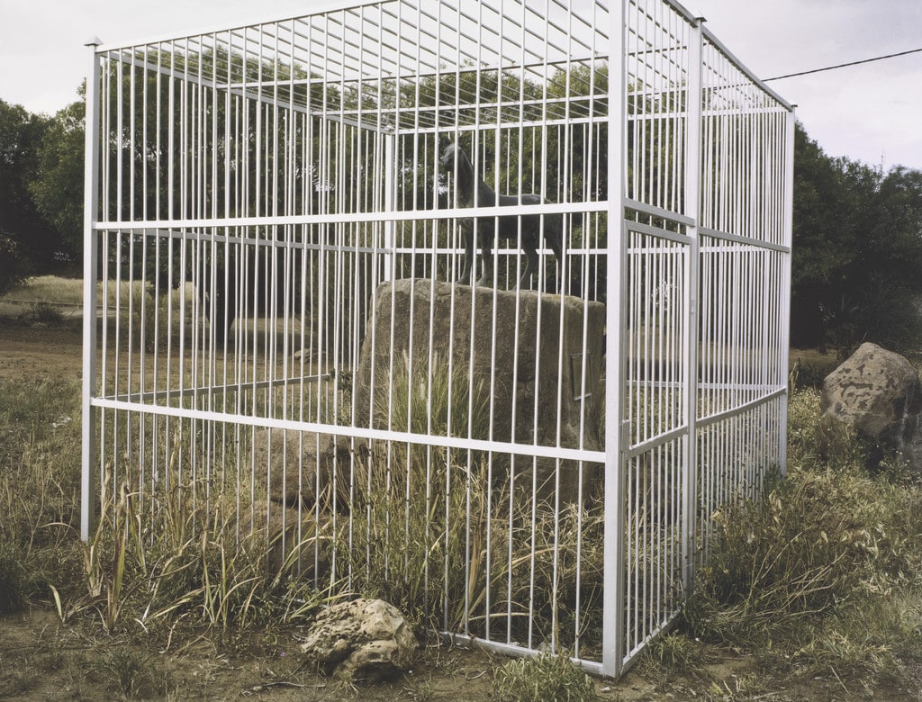 Monument Honouring the 'Contribution of the Horse to South African History,' Erected by the Rapportryers of Bethulie in 1982. Laura Rautenbach was the Sculptor., After the Theft of Bronze Oxen from a Voortrekker Monument in the Town, the Rapportryers Caged the Horse in Steel in 2004. Bethulie, Free State
