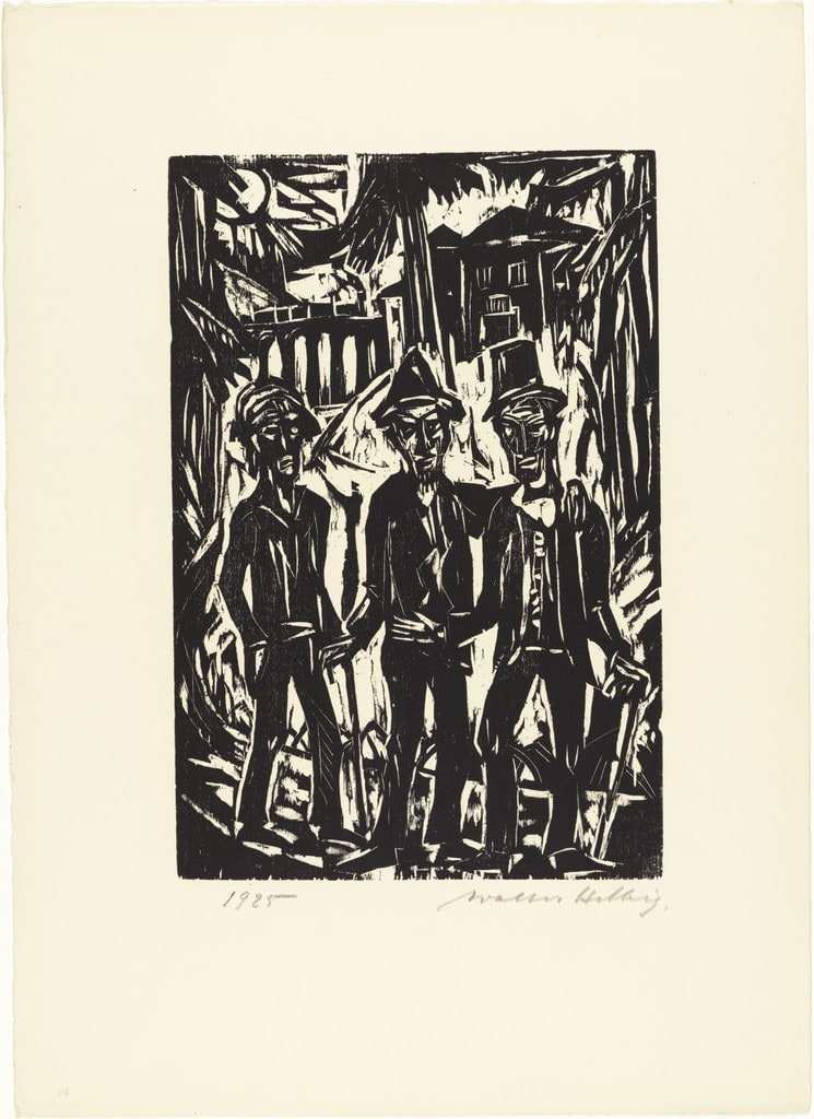 Three Men Strolling (Spaziergänger) from 16 Woodcuts (16 Holzschnitte)