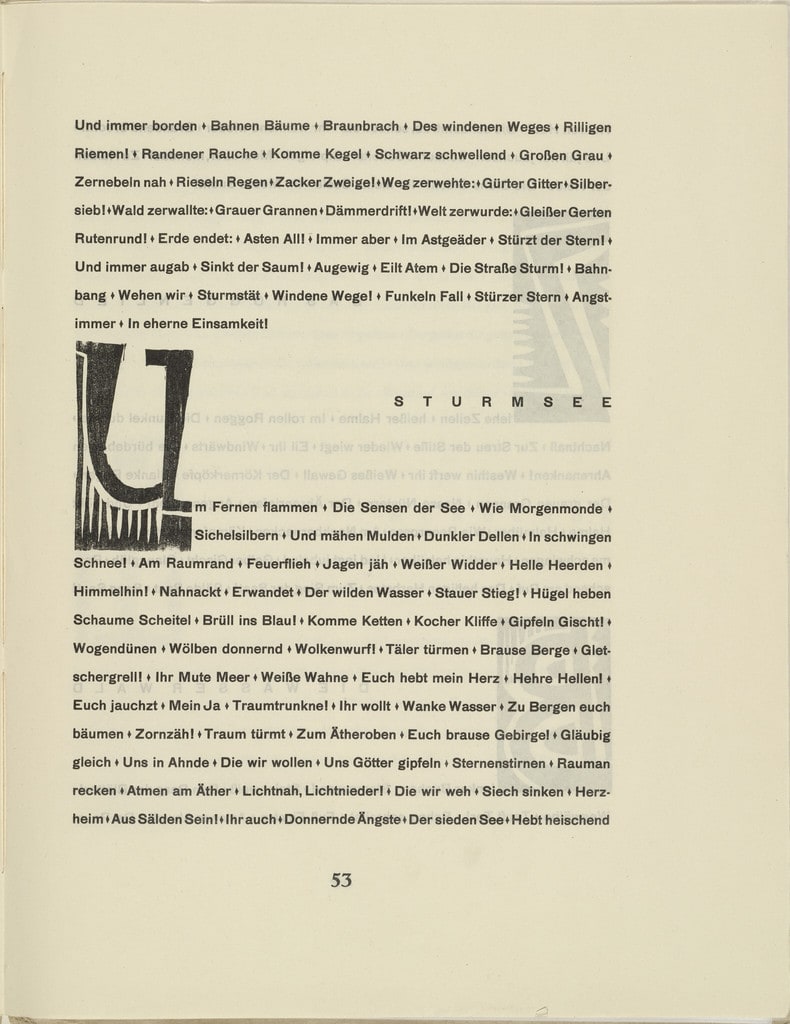 Ornamental initial 'U' from the periodical Kündung, vol. 1, no. 4, 5, 6 (April, May, June 1921)