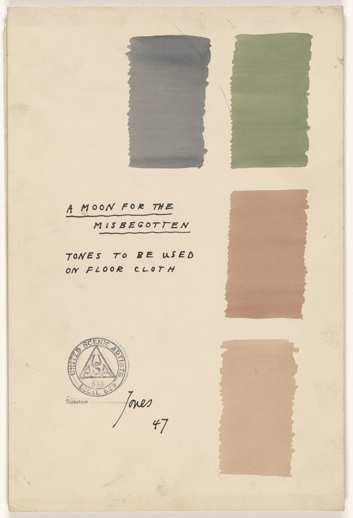 Tones to be Used on Floor Cloth. Set design for the play A Moon for the Misbegotten