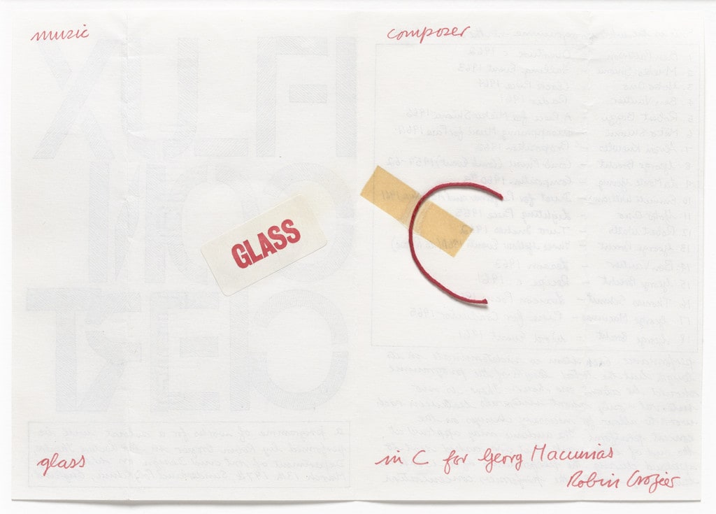 Music Composer Glass in C for George Maciunas, FLUX/CON/CERT