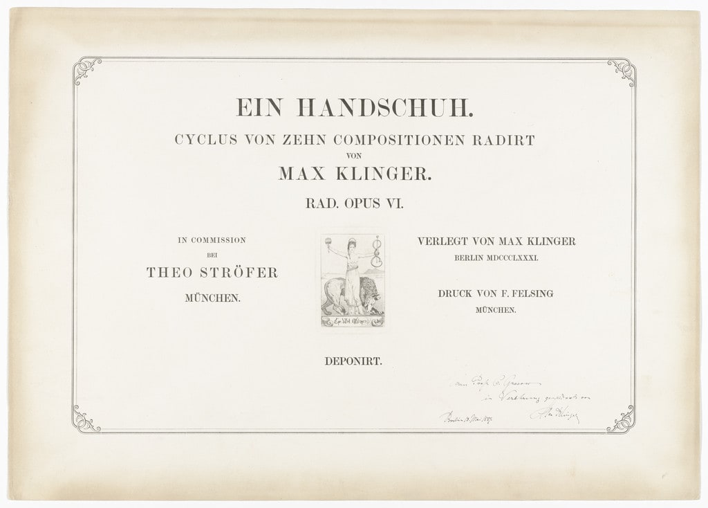 Vignette (in-text plate, title page) from A Glove, Opus VI (Ein Handschuh, Opus VI)
