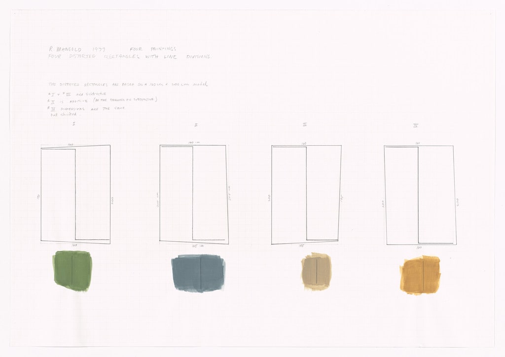 Four Paintings: Four Distorted Rectangles with Line Divisions