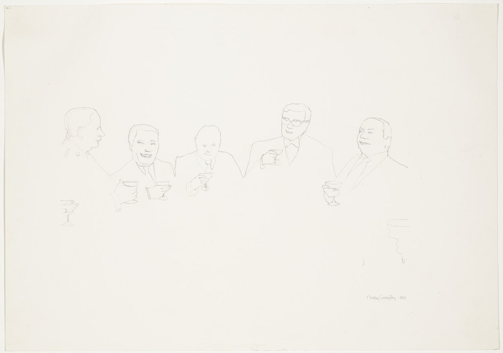 Turbay y Ministros con champaña (Turbay and Ministers with champagne)