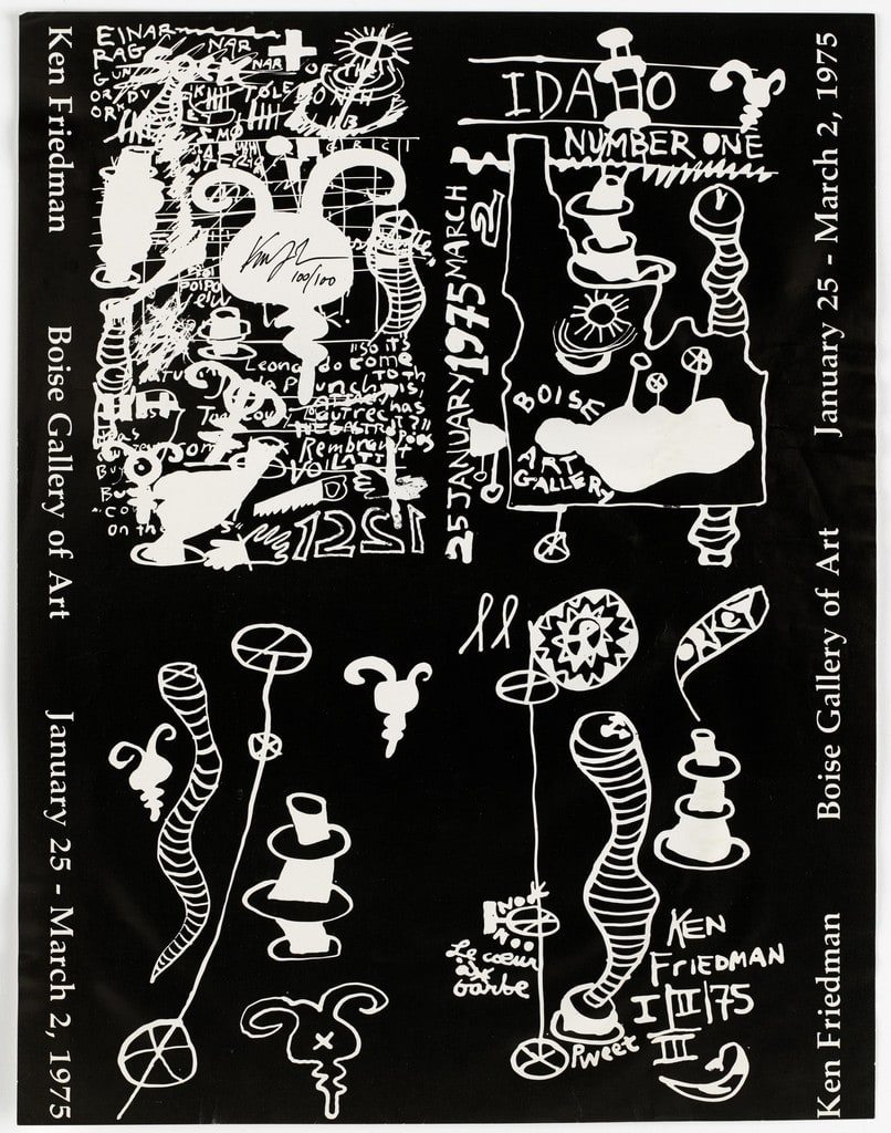 Poster for Ken Friedman, Boise Gallery of Art, Boise, Idaho, January 25–March 2, 1975