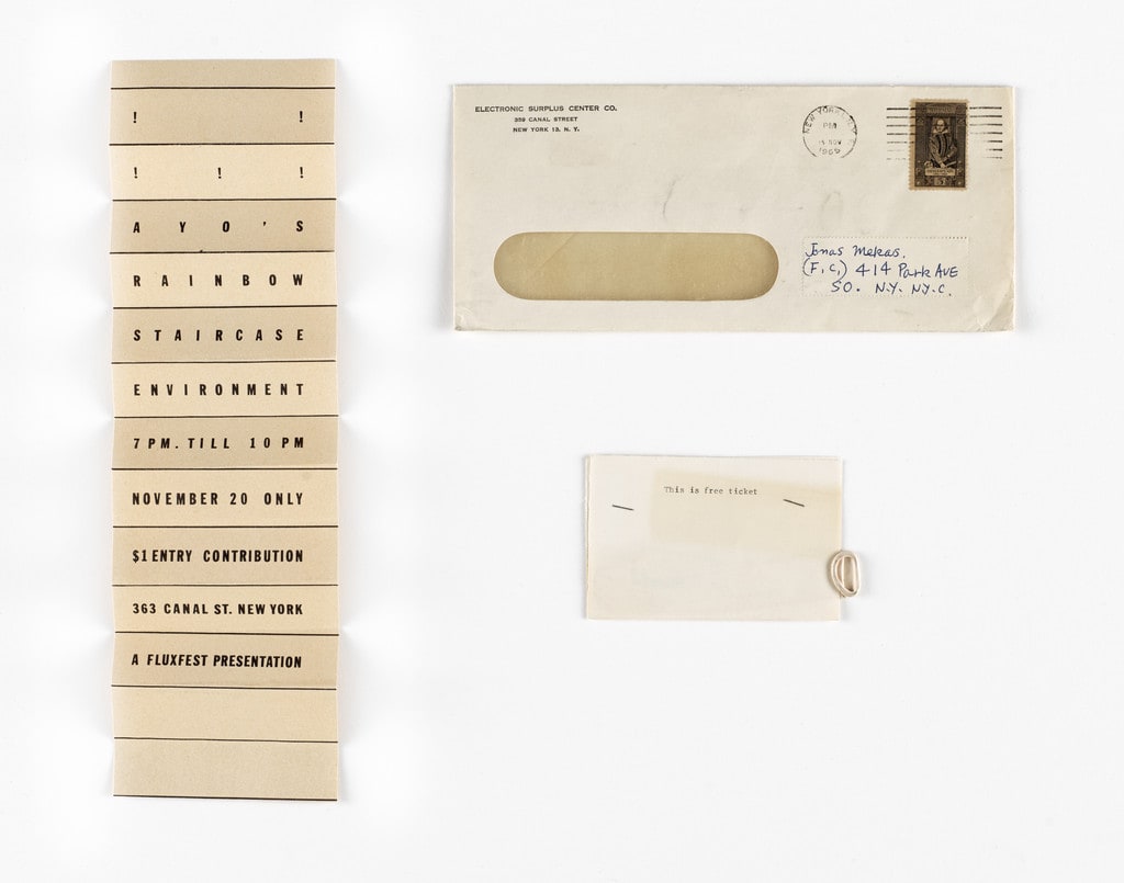 Ticket and Invitation for Ay-O's Rainbow Staircase Environment, 363 Canal Street, New York, November 20, 1965