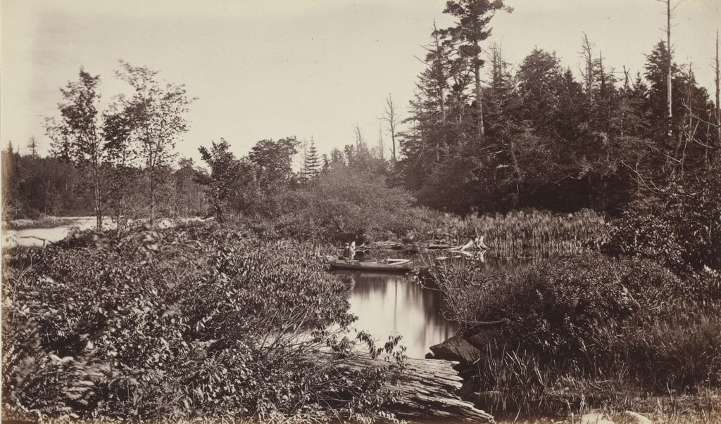 On the 'Outlet' of Brome Lake. 'Dugout; Canoe