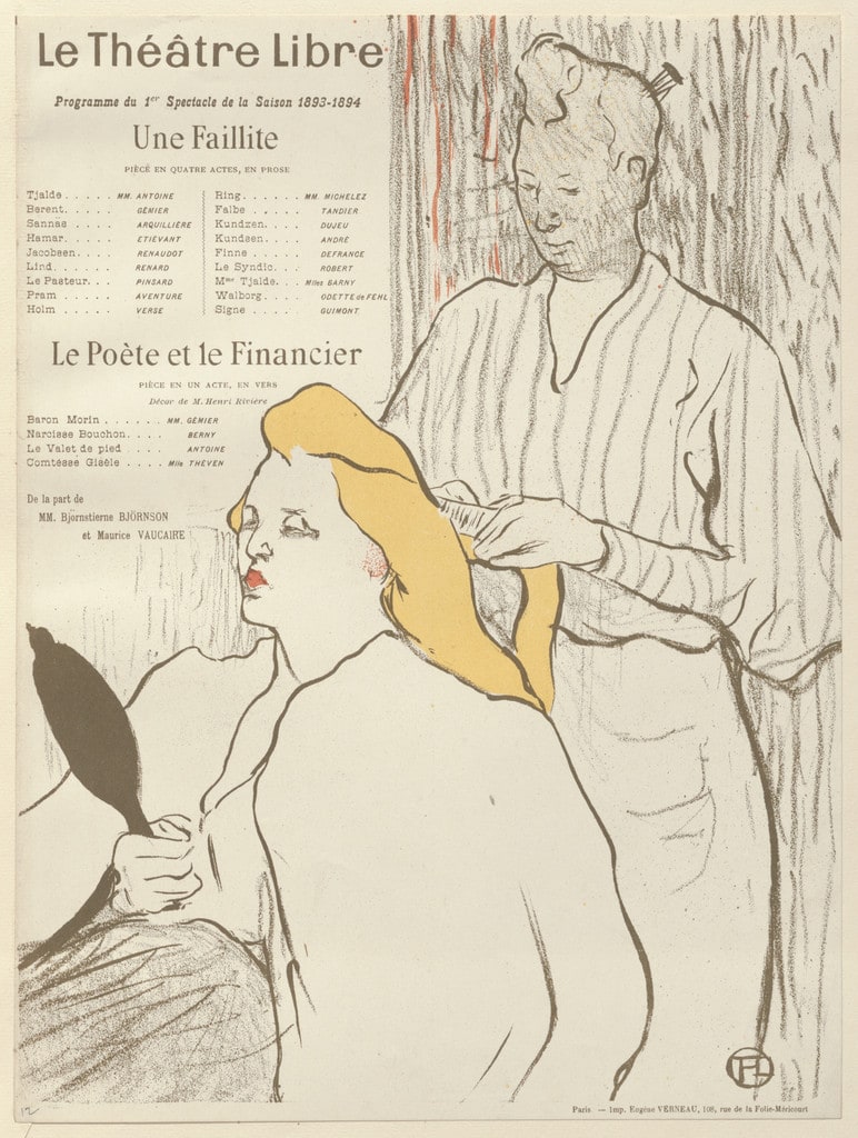 The Hairdresser (La coiffure), program for Bankruptcy (Une Faillite) and The poet and the financier (Le Poète et le financier) from The Beraldi Album of Theatre Programs