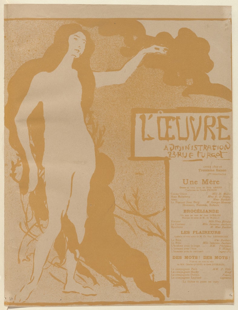 Program for A Mother (Une Mère), Brocéliande, The Sniffers (Les Flaireurs) and Words! Words! (Des mots! des mots!) from The Beraldi Album of Theatre Programs