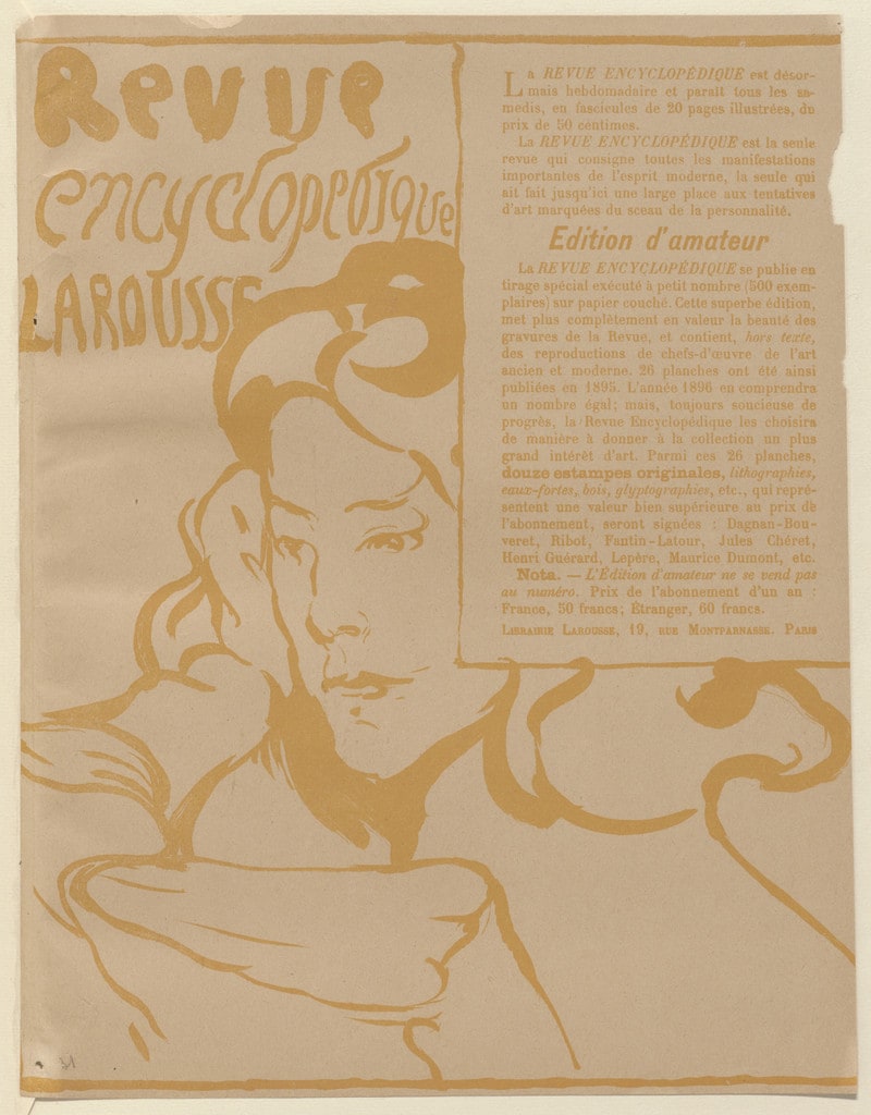 Advertisement for Revue encyclopédique Larousse from The Beraldi Album of Theatre Programs