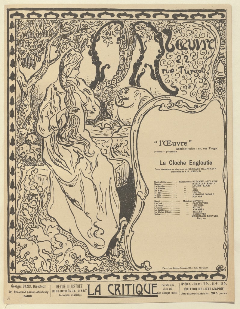 Program for The Sunken Bell (La Cloche engloutie) from The Beraldi Album of Theatre Programs