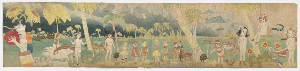 At Jennie Richee At shore of Aronburg Run River... (recto); Untitled (Girl swinging on vine) (verso)