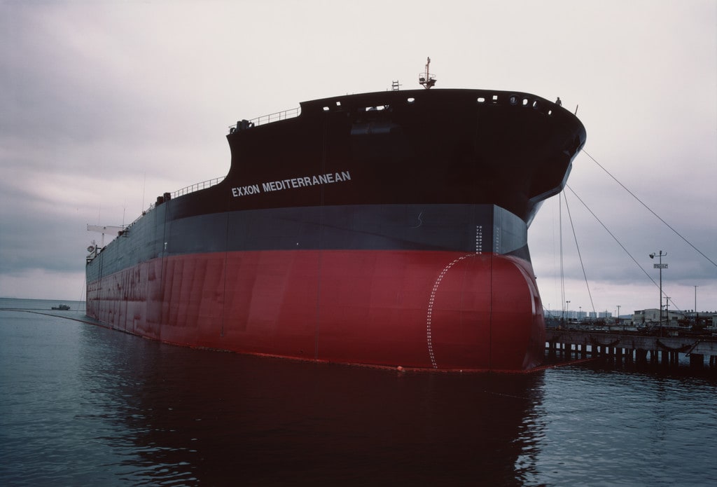 The rechristened Exxon Valdez awaiting sea trials after repairs. National Steel and Shipbuilding Company. San Diego harbor from the series Fish Story